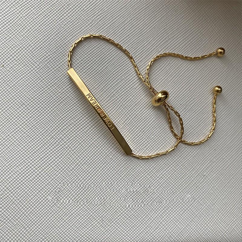 Adjustable Stainless Steel Letter Charm Bracelet Women Men Minimalist Fashion Jewelry