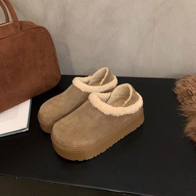 Fur Platform Women Snow Boots Suede Short Plush Designer Casual Flats Cotton Shoes 2025 Trend Warm Cozy Winter Botas De Mujer