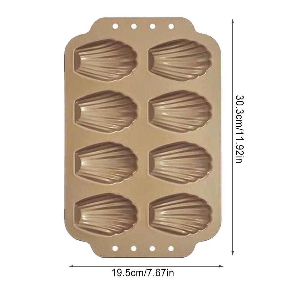 8 Cavity Cake Baking Pan Shell Shape Dessert Mold Carbon Steel Jelly Pudding Bakeware Integrated Reusable Mould