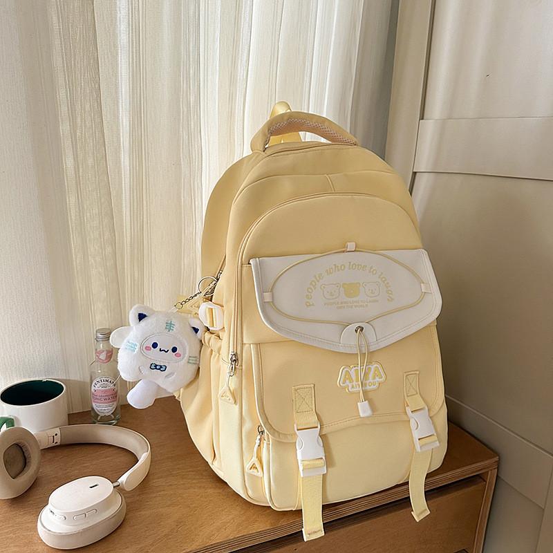 Large Capacity Cute Backpack With Bear And Letter Print Decoration Daily For