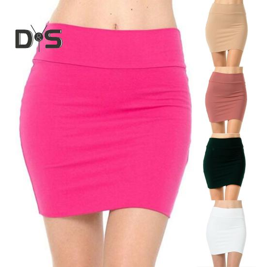 Sexy Women High Waist Pencil Mini Skirt Office Lady Hip Wrapped Solid Color Elastic Bodycon Short Skirt Female Clothing