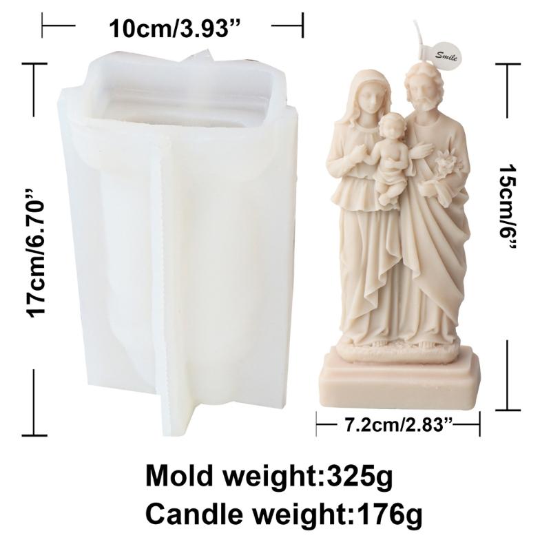 El Yapımı Sabun Alçı Reçine Aromaterapi Mum Silikon Kalıp Masaüstü Dekorasyonları için 3D Jesuses Silikon Mum Kalıbı