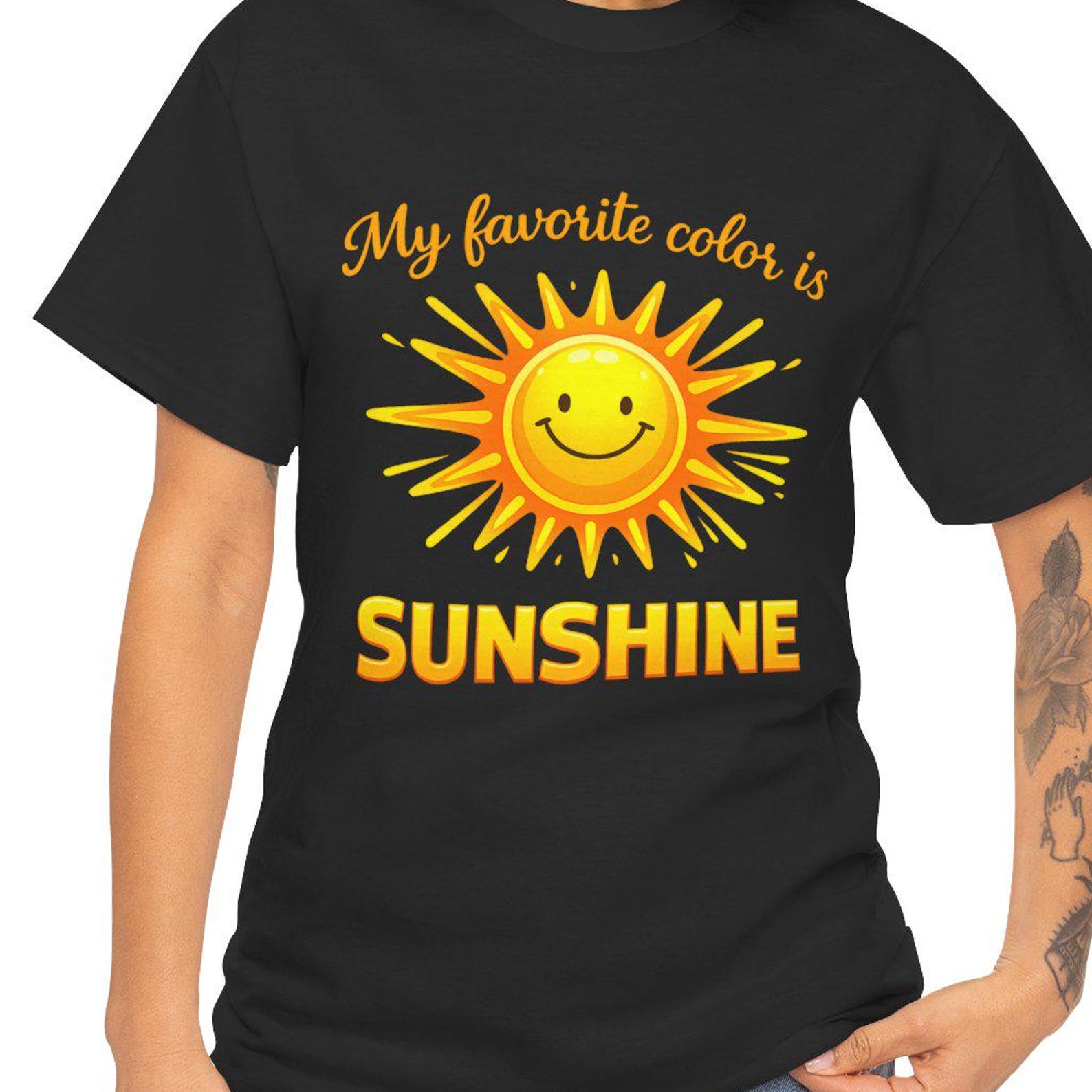My Favorite Color Is Sunshine T-Shirt | Smiling Sun Graphic Tee S