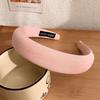 Retro French Wide Skull Top Sponge Headband for Women - Milk Coffee Color Hair Accessory