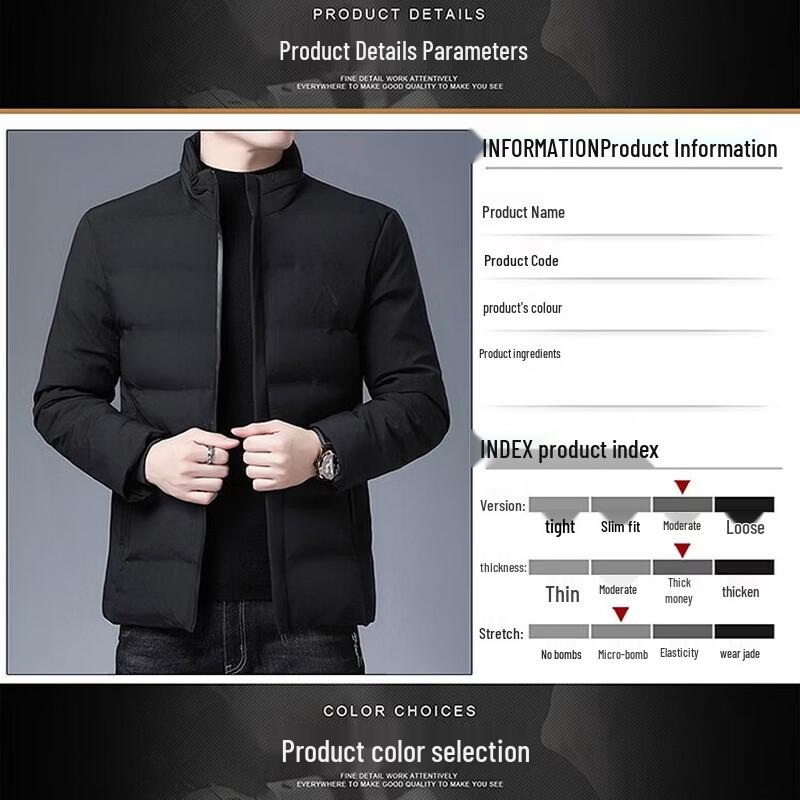 Hengyuanxiang Men's Stand-Collar Padded Winter Jacket