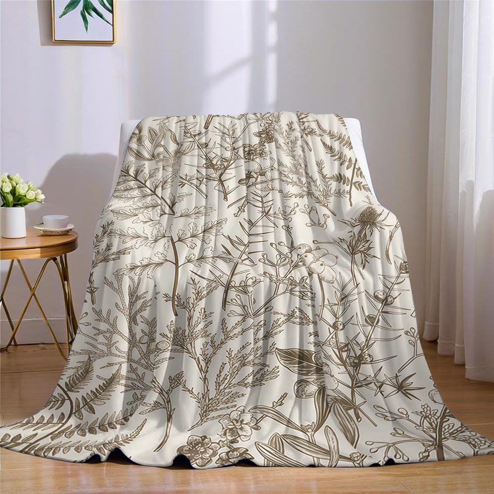 Beige Garden Flannel Blanket Warm Soft Halloween Christmas Couch Warm Cozy Decorative Decor Gift for All Season