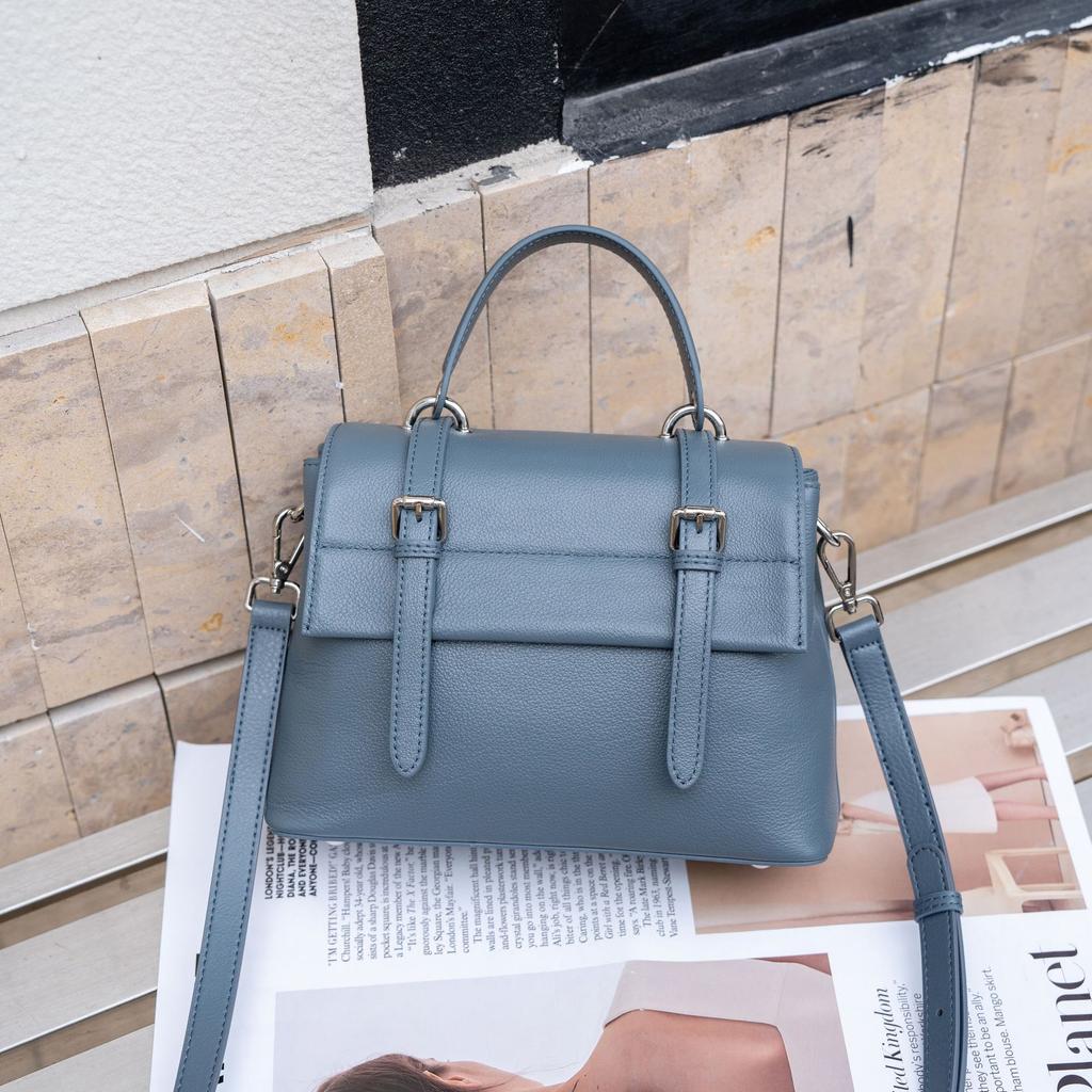 Cowhide Natural Drop Pattern Women's Bag, Women's Horizontal Square Bag, Fashionable High-end Simple Soft Leather Diagonal Shoulder Bag