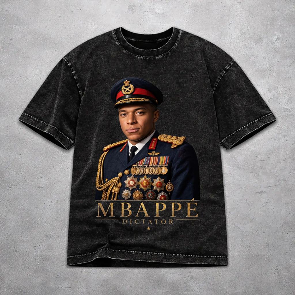 Km Mbappes Dictador Meme Gewaschenes T-Shirt Neuheit Harajuku Herren Damen HipHop T-Shirts Kurzarm