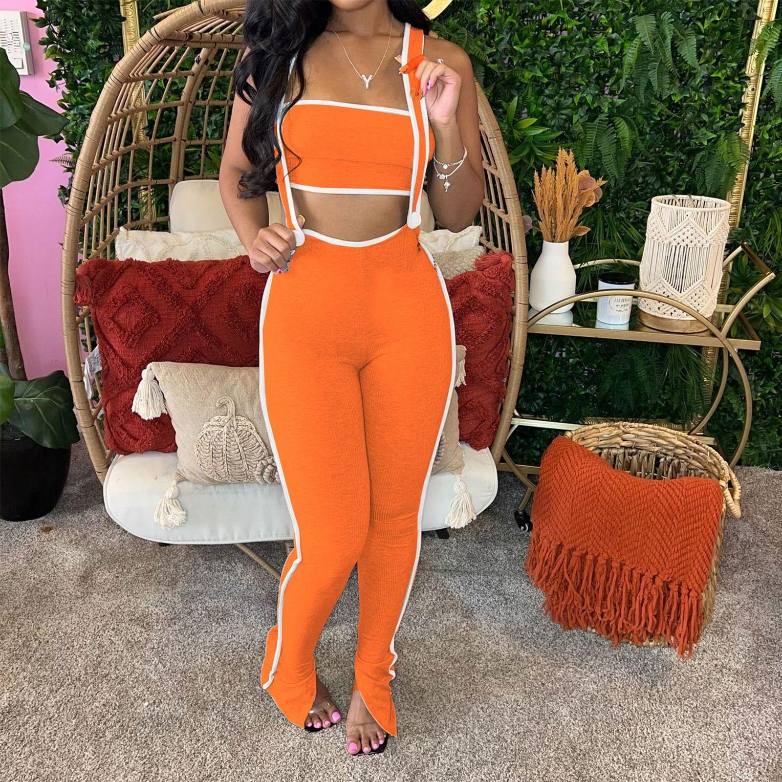 

Комбинезон для женщин, летний сексуальный облегающий укороченный комбинезон с разрезами, макси-брюки на подтяжках, джемпер из двух предметов XL шафрановый