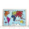 Mappa del mondo dei cartoni animati Pittura su tela Decorazioni per la camera dei bambini Poster e stampe Decorazioni per l'aula Immagini di arte della parete Decorazioni per la casa