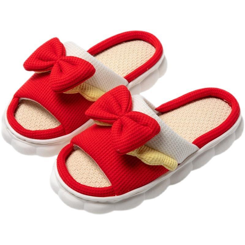 Schattige Linnen Schoenen voor Dames Indoor Dikke zool Lente en Herfst Katoen en Linnen Slippers
