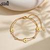 EFFIE QUEEN Stainless Steel 18K Gold Plated Stackable for Women Fashion Star Eye Flower Heart Chain Bracelet Waterproof Jewelry