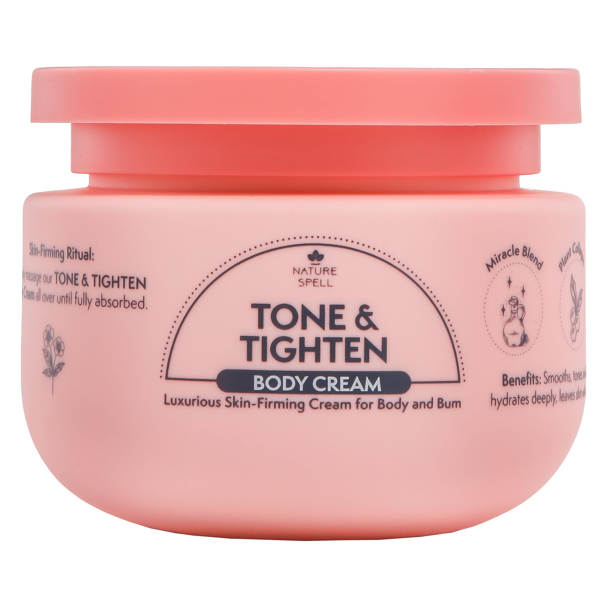 Nature Spell Firming & Toning Body Cream, with Hyaluronic Acid, Plant Collagen & Ginseng, Tightening Moisturiser for Skin Elasticity, For All Skin