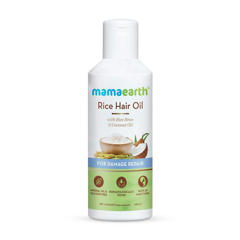 Mamaearth Rice Hair Oil For Split Ends & Breakage Repair 150ml | Nourishing Oil For Hair Strength & Root Health | Pack Of 1
