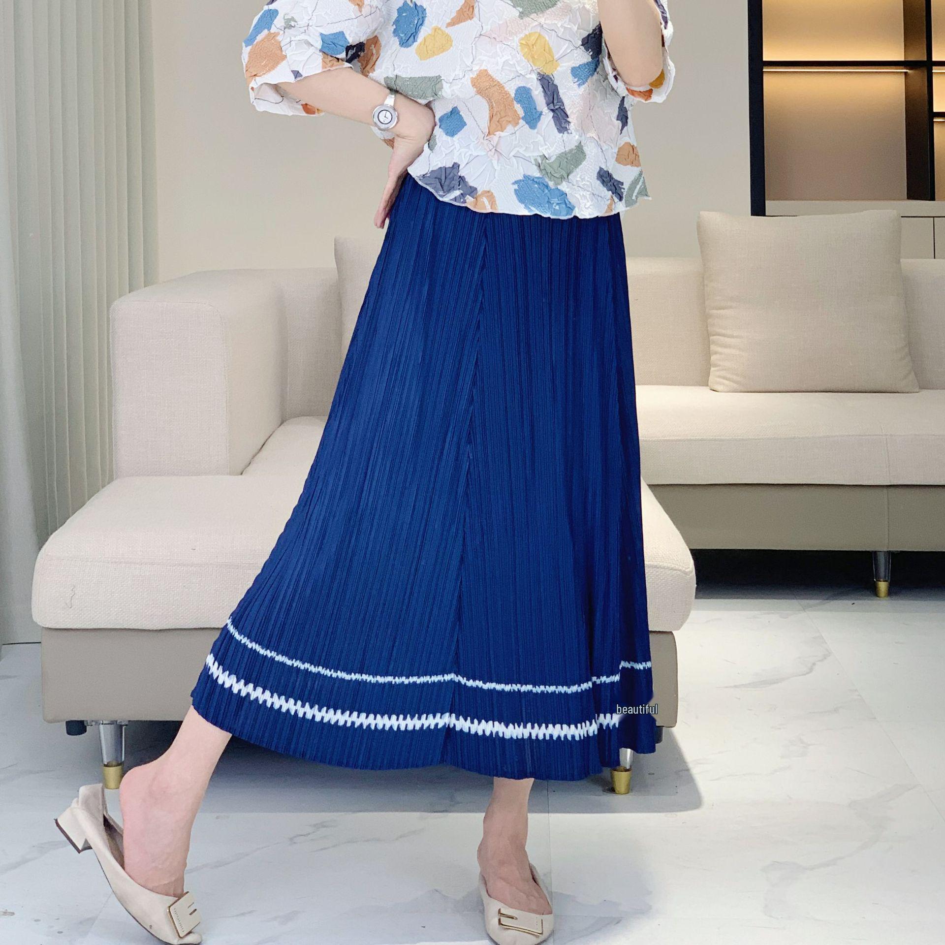 

Юбка Хепберн Японский Винтаж Плиссированная А-силуэта с высокой талией, трехпредметная One size (for 90-150 jin) синий