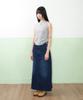AMES-WORLDWIDE Curved Line Denim Long Skirt Blue