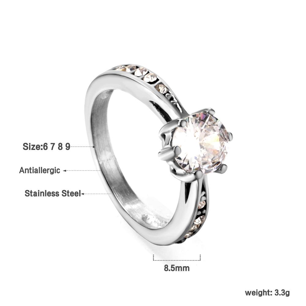 Exquisite Colorful Cubic Zirconia Rings for Women Waterproof Gold Plated Stainless Steel Wedding Luxury Accessories 7