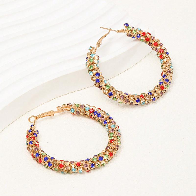 

Colorful Diamond Earrings, Elegant Retro Large Hoop Earrings One Size