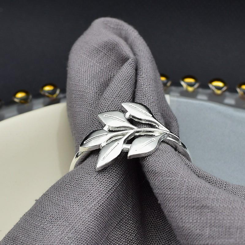 Leaf-Shaped Sparkling Napkin Rings - Tableware Decor