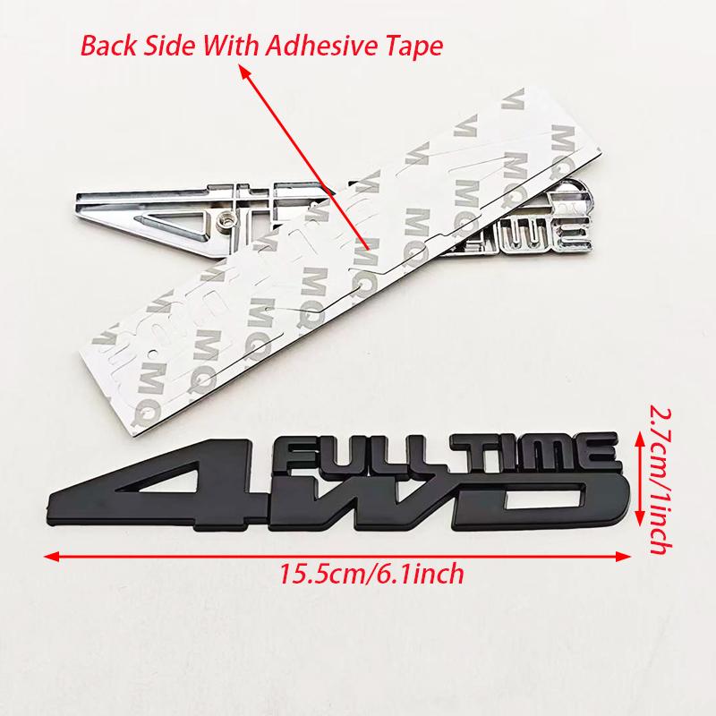 3D Metal Car Styling Logo Full Time 4WD Badge Trunk Fender Side Stickr Emblem For Jeep Compass Grand Cherokee Toyota Accessories