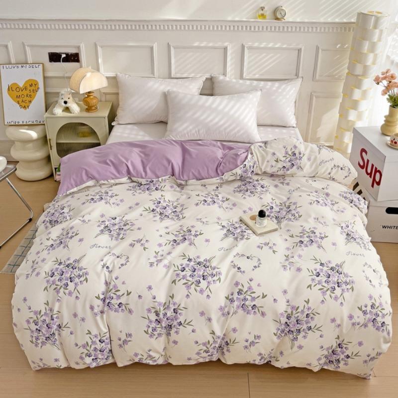 

Printed small fresh style skin-friendly knitted single-piece quilt cover washable quilt cover, no pillowcase and sheet 135x200cm 1pcs лавандовий