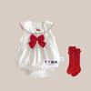 Baby Clothes Summer Outfit Full Moon Hundred-Day Romper for Girls, Princess Bow Romper, Infant One-Piece Crawling Suit