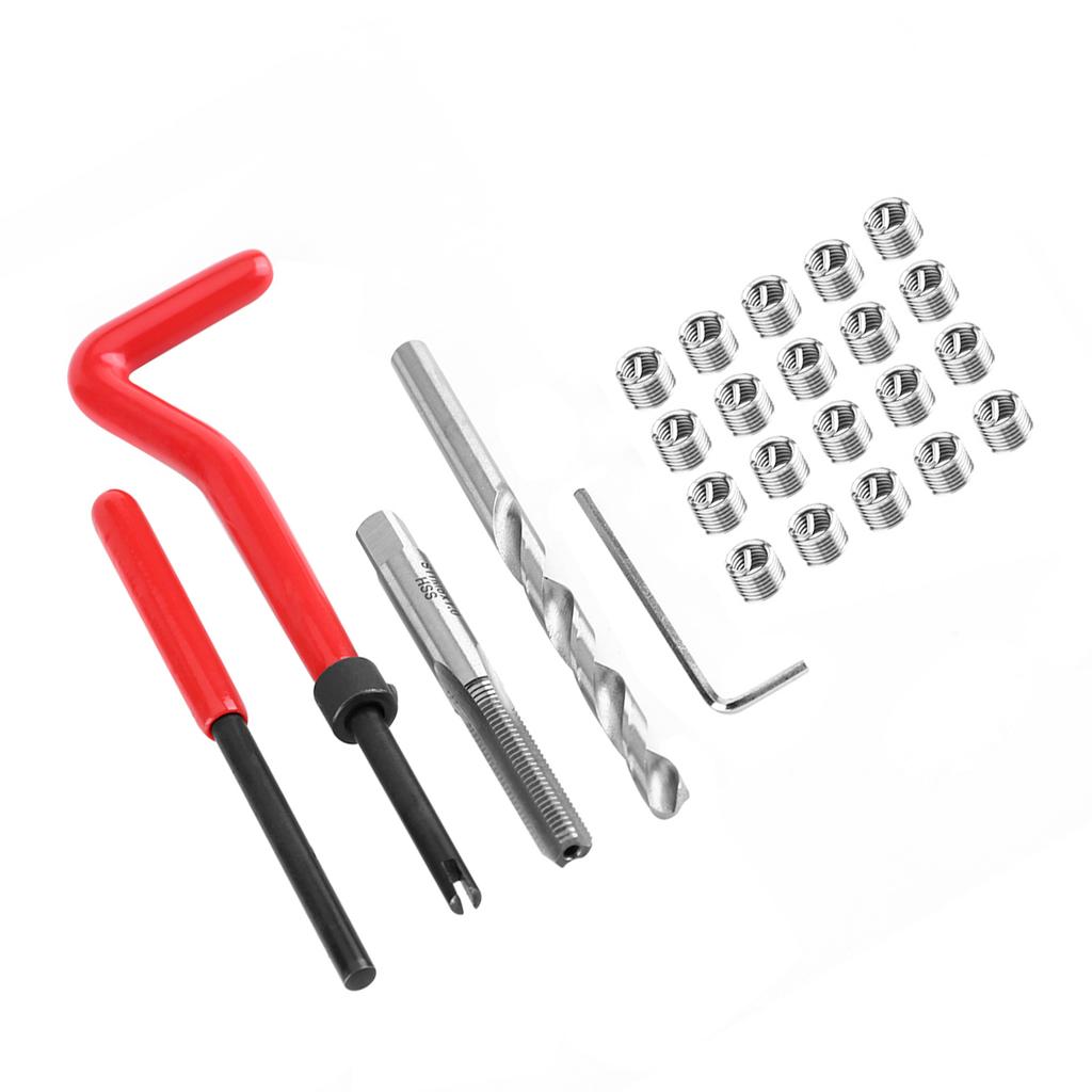 25pcs Thread Repair Insert Kit Compatible Hand Tool Set for Auto Repairing M6 X 1.0 X 8.0mm