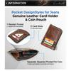Full Grain Vintage Leather Card Holder RFID Blocking Slim Zipper Coin Pocket
