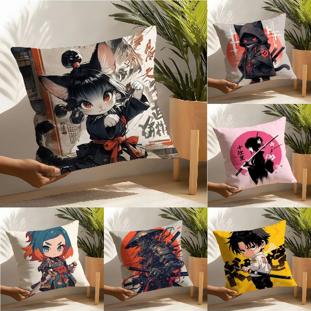 Cool cartoon Japanese ninjas Pillow Case linen pillow case sofa home decor cushion cover cushion cove