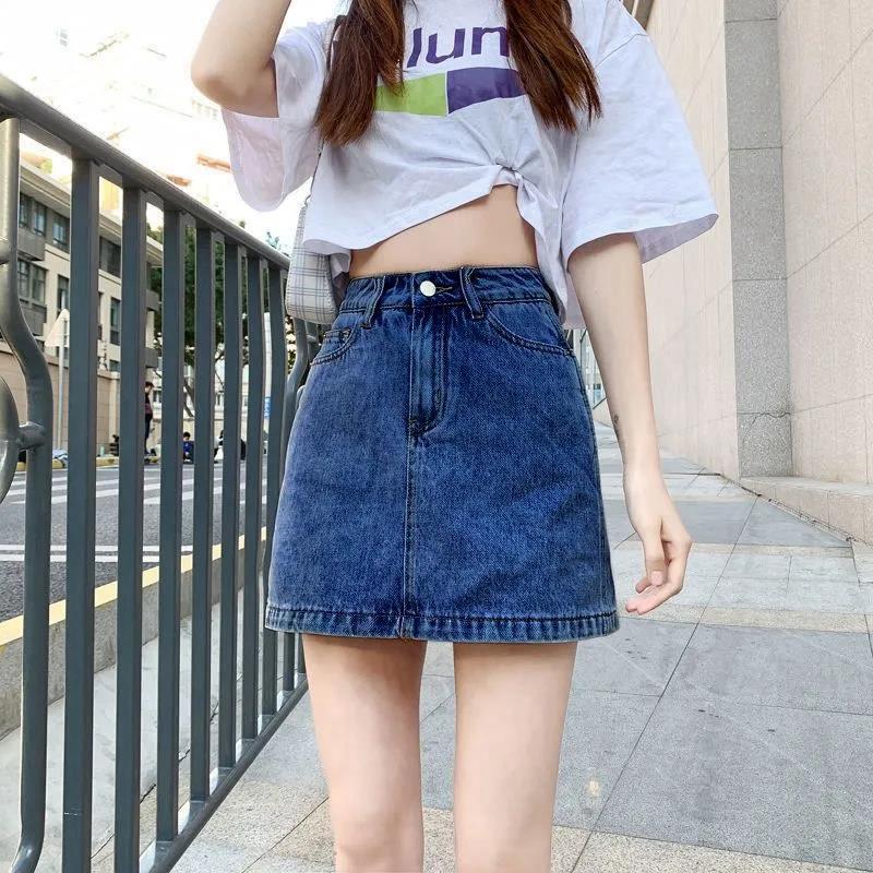 2022 High Waist A-Line Denim Skirt: Trendy Summer Hip Skirt for Women and Students