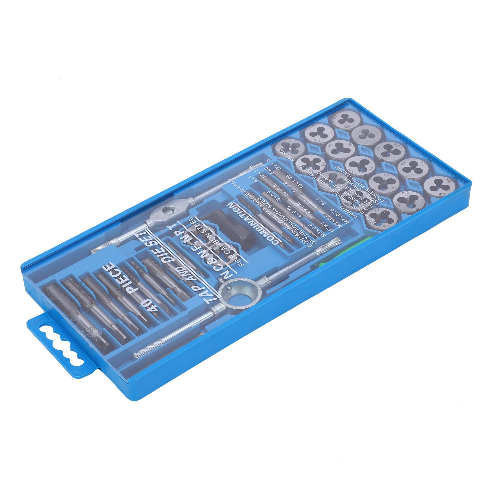 

40pcs Metric Tap and Die Set Milling Carbon Steel Hand Threading Tool Hardware Supplies