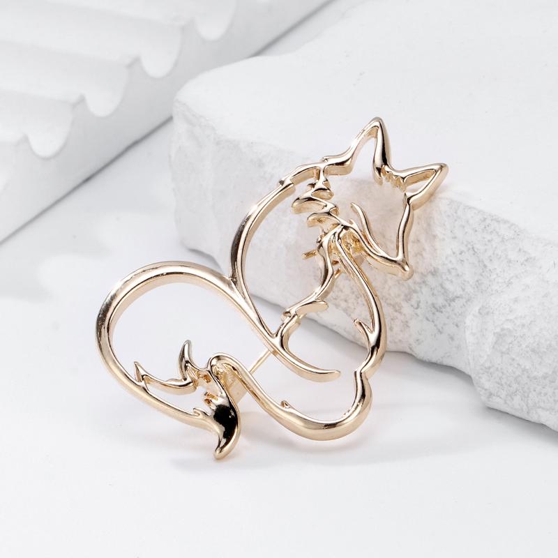 Ausgehöhlte Fuchs-Broschen für Damen Unisex Metall Einfach Party Lässige Broschennadeln Geschenk