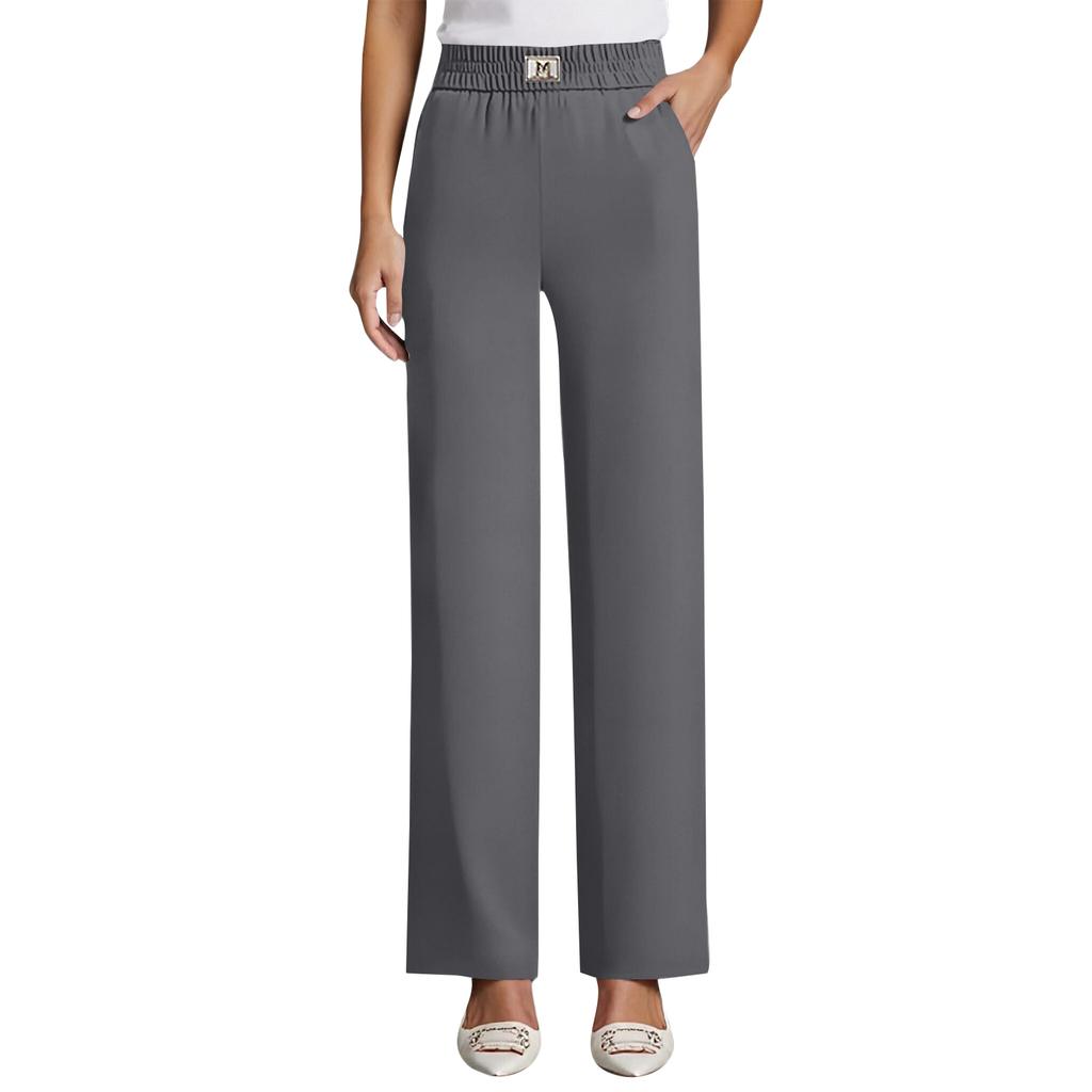 Women's Fashion Solid Color Pocket Perfect High Waist Stretch Pants