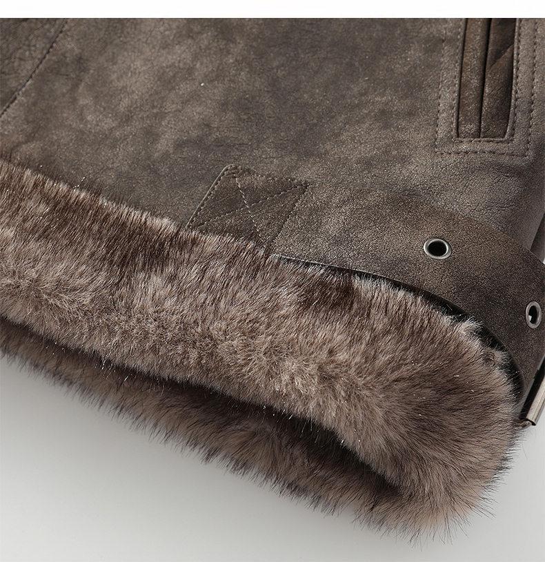 Men's Plus Size Lapel Leather and Fur Jacket - Winter Edition