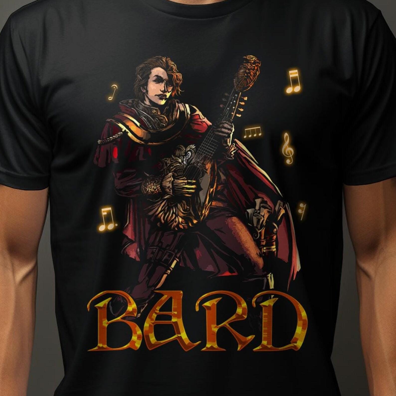 Bard Roleplaying Character T Shirt for Tabletop RPG Gamer, Medieval Fantasy Bard Tee, Unique Dungeons Concept, RPG Enthusiast Gift 4XL