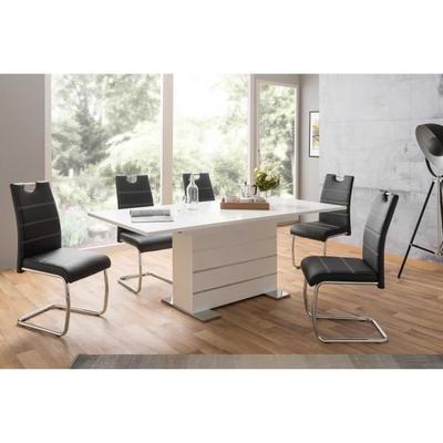 Mesa extensível 6-8 pessoas - Retangular - Painéis de partículas melaminados - Mantova - Branco e alumínio - C 160- 200 x L90 x A75cm