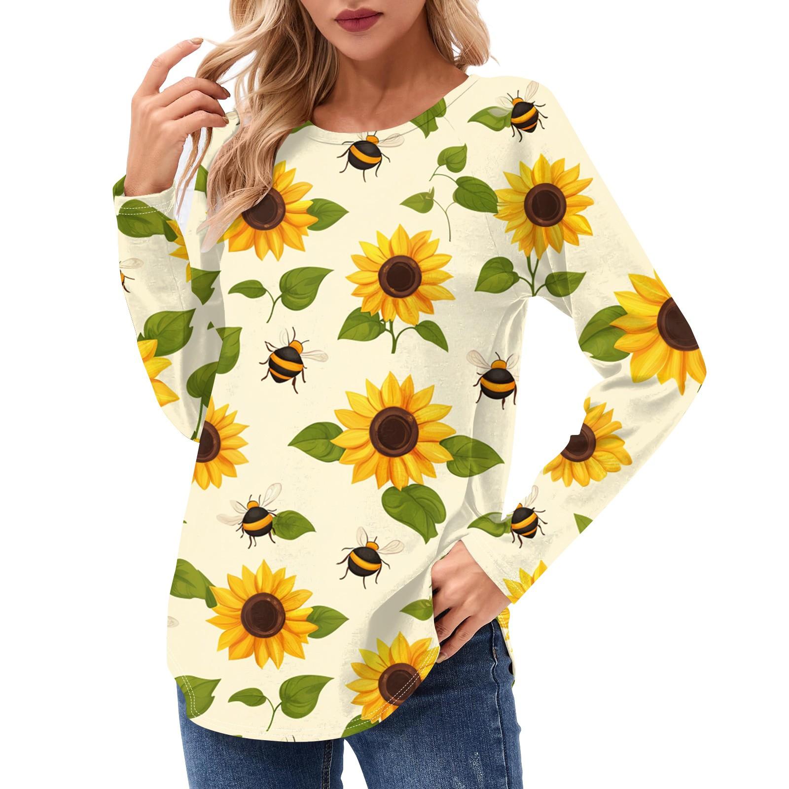 

Женские рубашки с длинным рукавом, повседневные модные туники, топы с круглым вырезом, базовая свободная футболка XL жёлтый