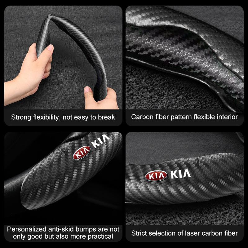 2pcs 2025 Fashion New Carbon Fiber Non-Slip Steering Wheel Cover Car Accessories For KIA Sportage Ceed Sorento Cerato Optima Picanto Rio Soul K3 K5