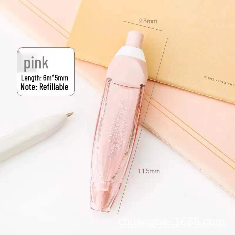 Changli Push-button Correction Tape, Japanese Style, Replaceable Core, High Appearance Value, Portable White-out Tape Stationery