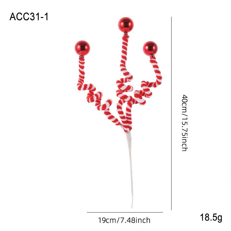 Plush Candy Cane Lollipop Twisty Stick Branch for Christmas Tree Decorations Holiday Flower Arrangement