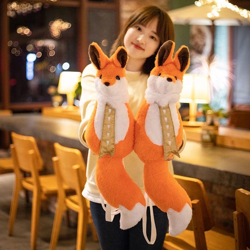 

Plush Doll Children Gift Fo-x Plush Backpack Stuffed Backpack Plush Schoolbag Shoulders Bag Shoulder Bags