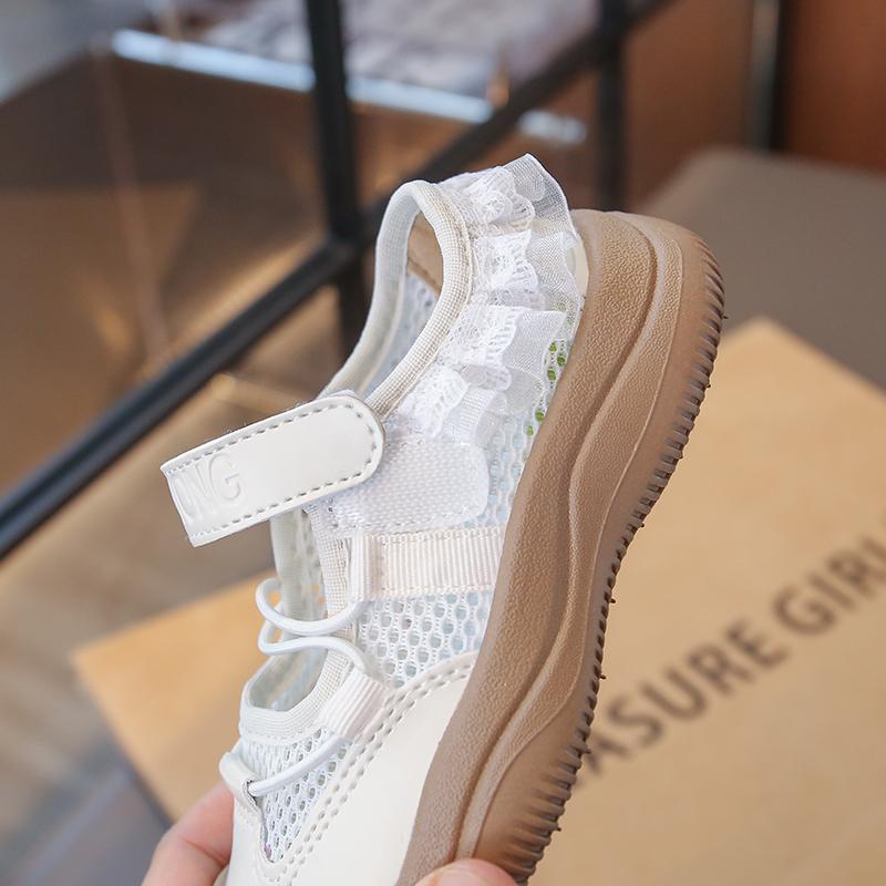 Kids Casual Sandals for Girls 2025 Summer Cut-outs Mesh Soft Sole Toddler Beach Sandals with Lesbian Versatile Chic School Shoes