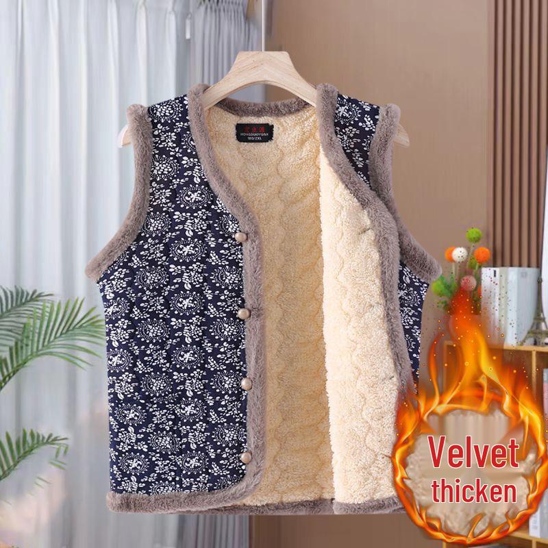 Floral Grandma Fleece Vest: Warm, Cold-Proof, Fashionable Casual Shrug for Women