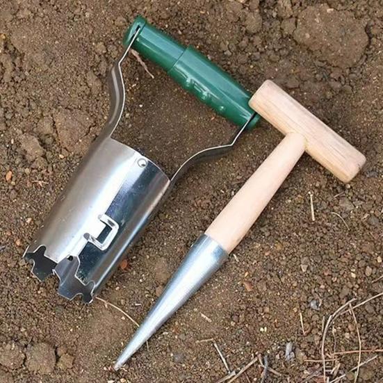 Plant Hole Digger for Planting Seeds And Bulbs Lightweight Garden Seeds Dispenser with Wooden Handle Handheld Tool for Tulip Daffodil Saffron
