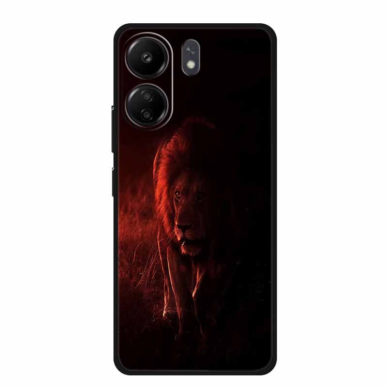 Phone Cases for Redmi 13C 13R Soft Silicone TPU Cover for Xiaomi Redmi13 C R Animal Wolf Funda Vividly Lion Tiger Capa 13 C R