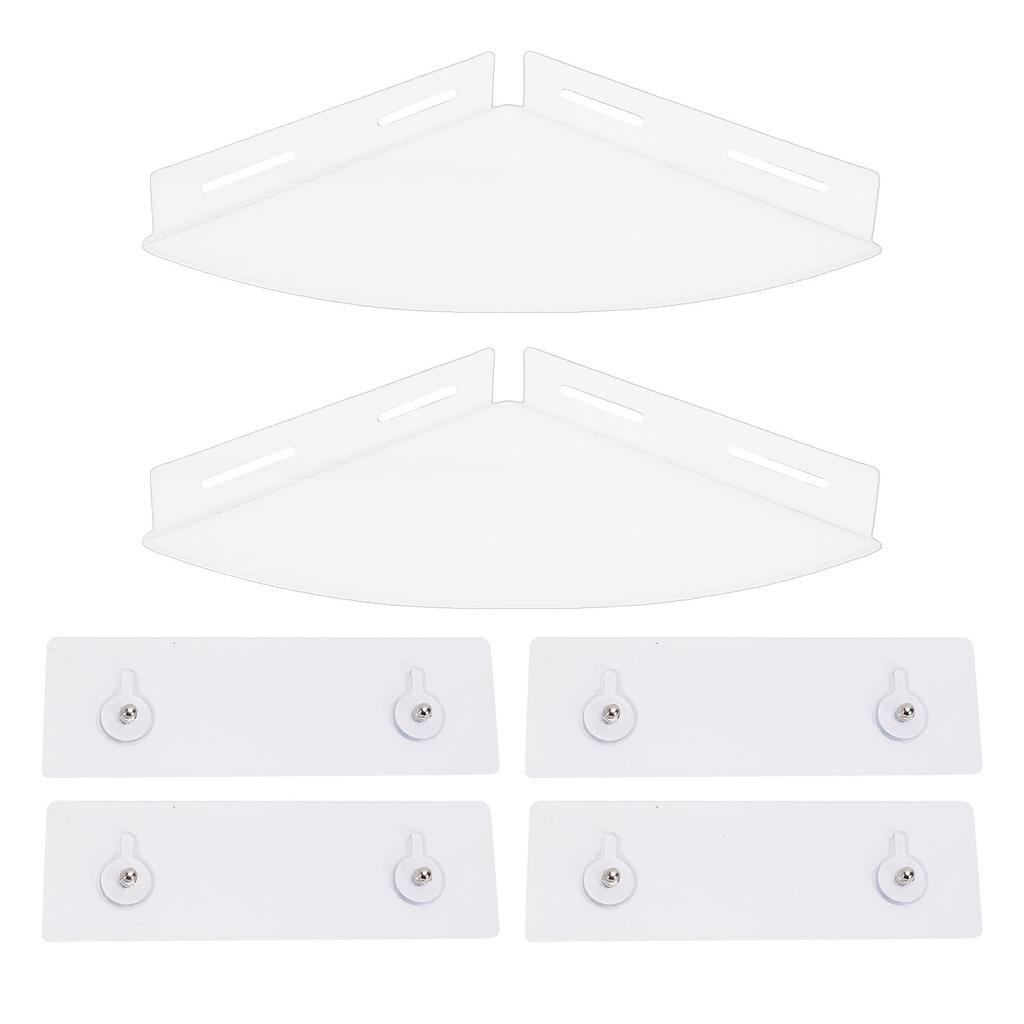 2Pcs Acrylic Corner Floating Shelves Wall Mount Shower Shelf Clear Organizer for Bathroom Storage Transparent