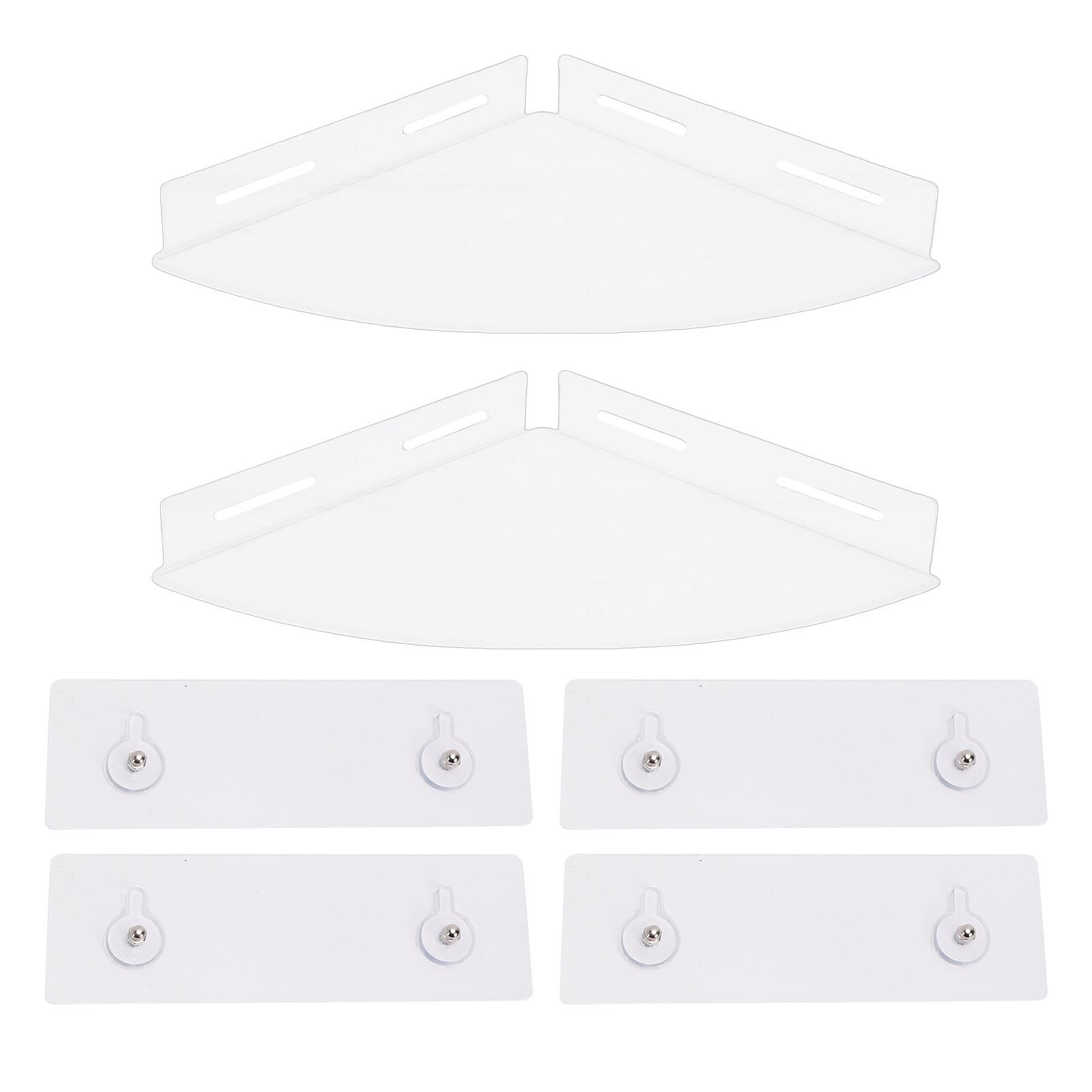 Musysh Transparent 2Pcs Acrylic Corner Floating Shelves Wall Mount Shower Shelf Clear Organizer For Bathroom Storage