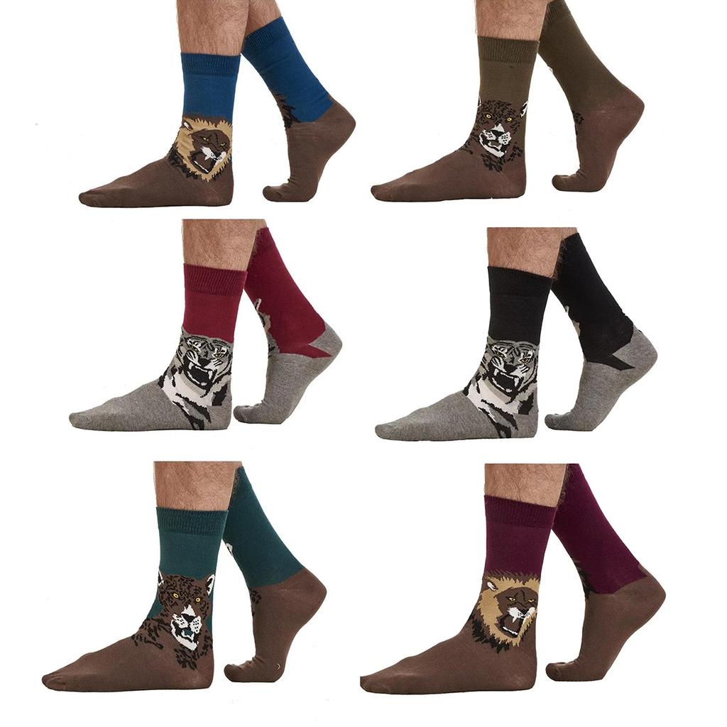 Soxy Mens Animal Print Cotton Socks (Pack of 6)