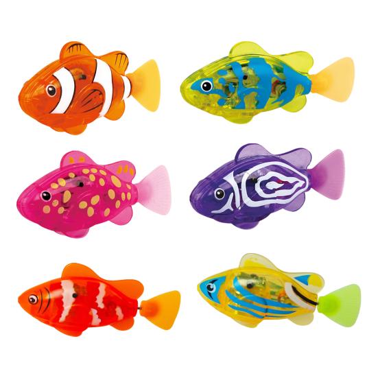 4/6 Pièces Jouet Poisson Électronique Activé par l'Eau, Poisson de Nage Robotique Imperméable avec Lumière LED, Jouet Poisson Interactif Lumineux pour Baignoire, Piscine, Aquarium