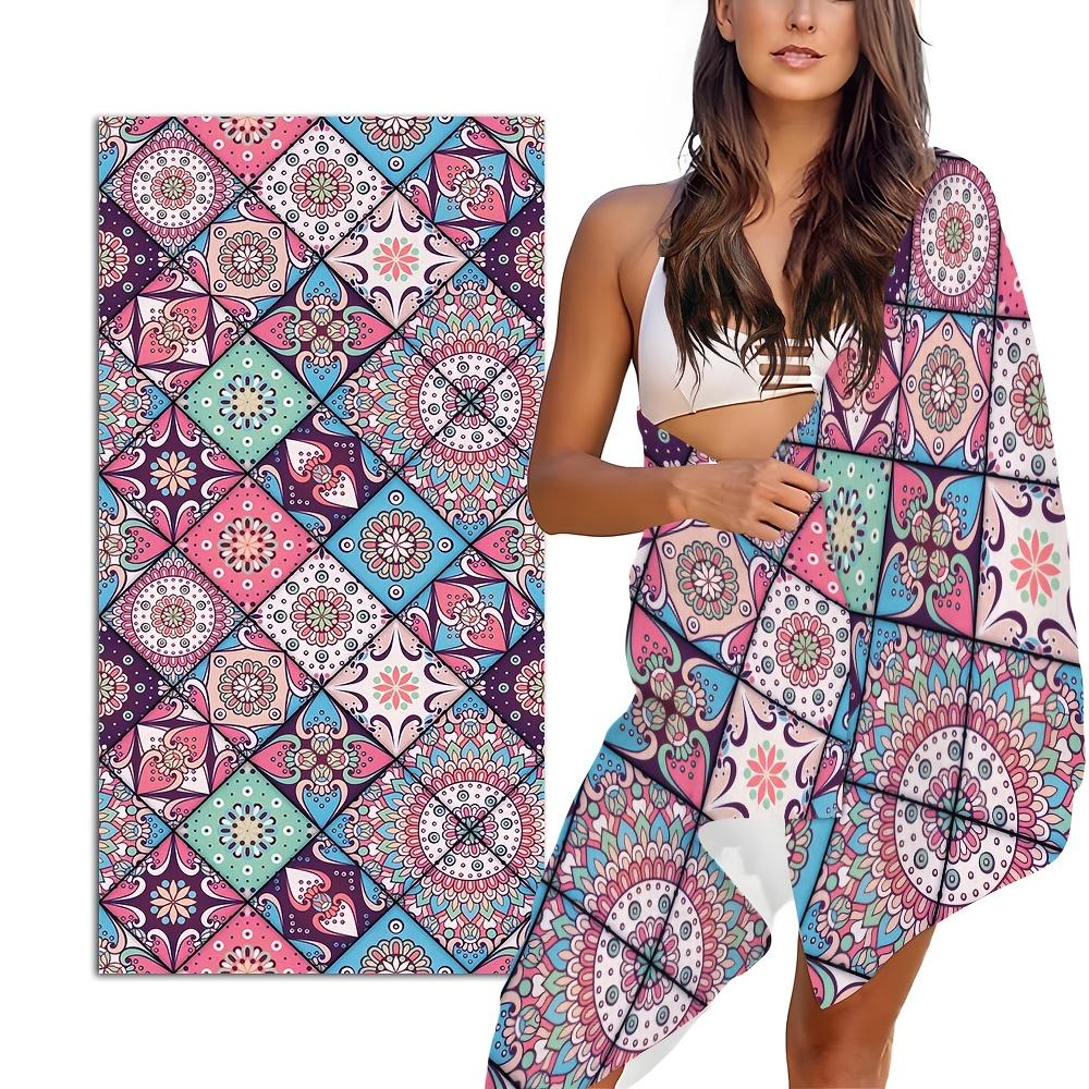 1pc Large Bohemian Mandala Beach Towel - Super Soft Microfiber Quick-Dry Bath Towel Suitable Pool, Lightweight Sandproof Blanket